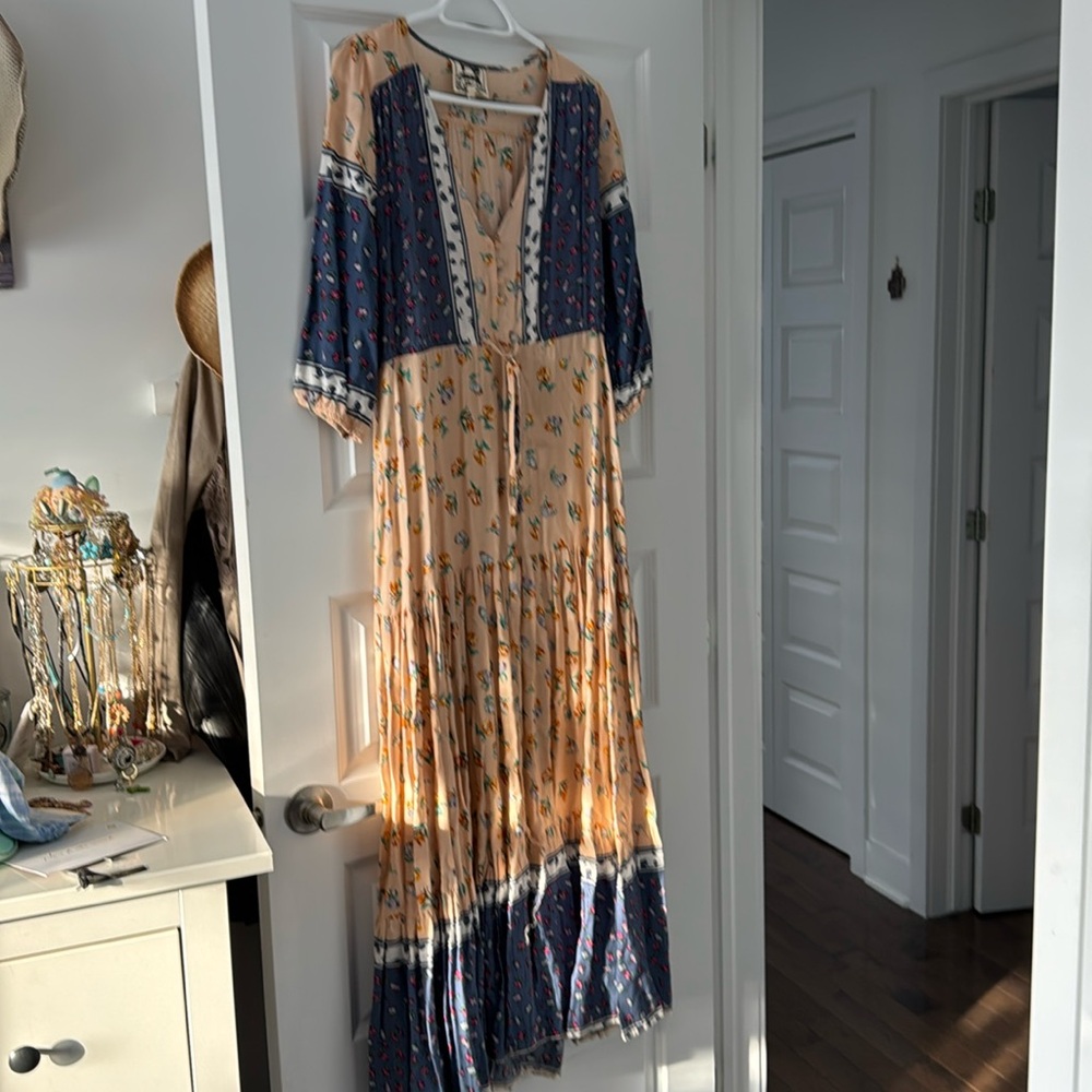 Jaase Floral Maxi Dress in Blue and Cream